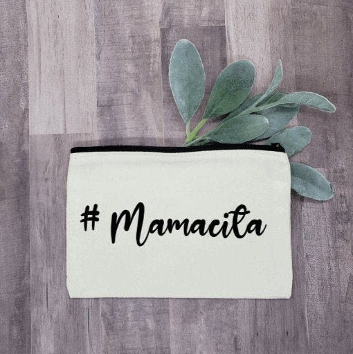 Small Cosmetic canvas pouch or pencil case. # Mamacita