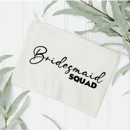 Large zipper canvas pouch, Bridesmaid cosmetic bag