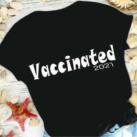 Vaccinated Black  Unisex T-shirt, Cotton Tee, Soft T-shirt