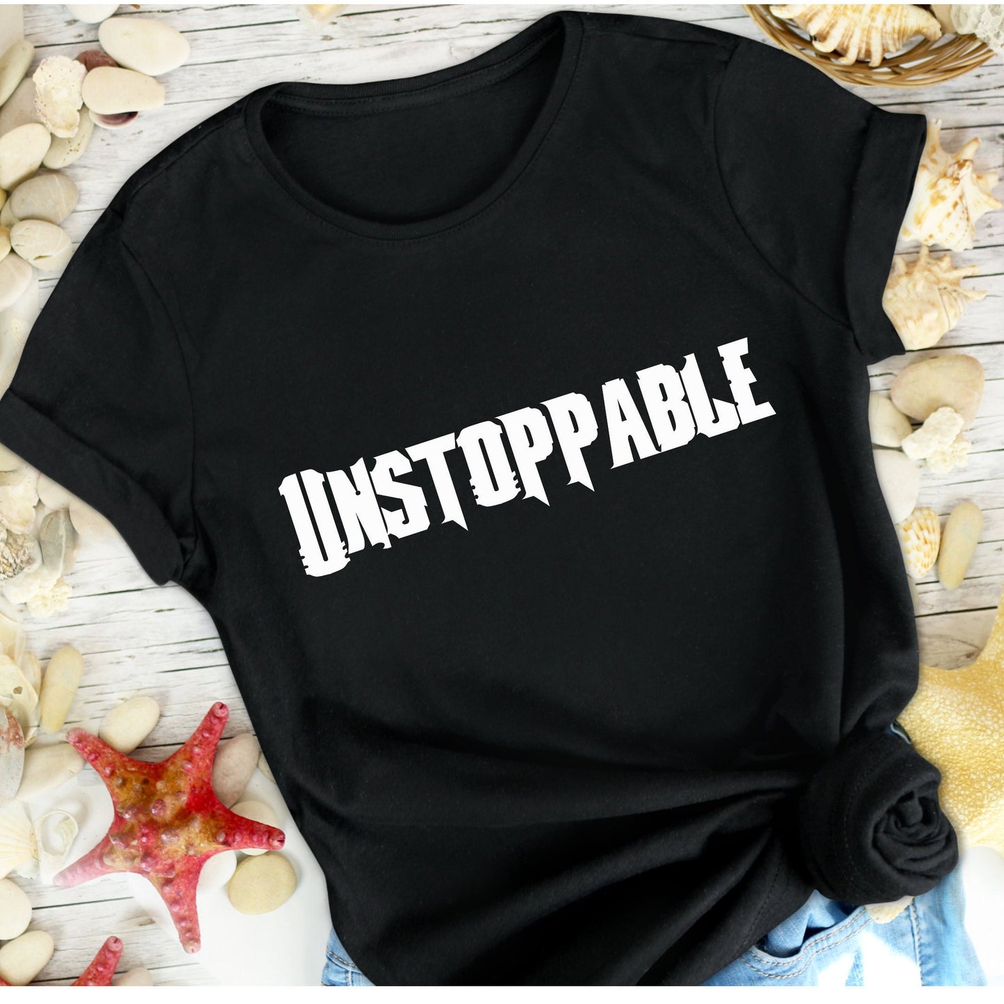 Unstoppable Black  Unisex Soft T-shirt, Cotton Tee.