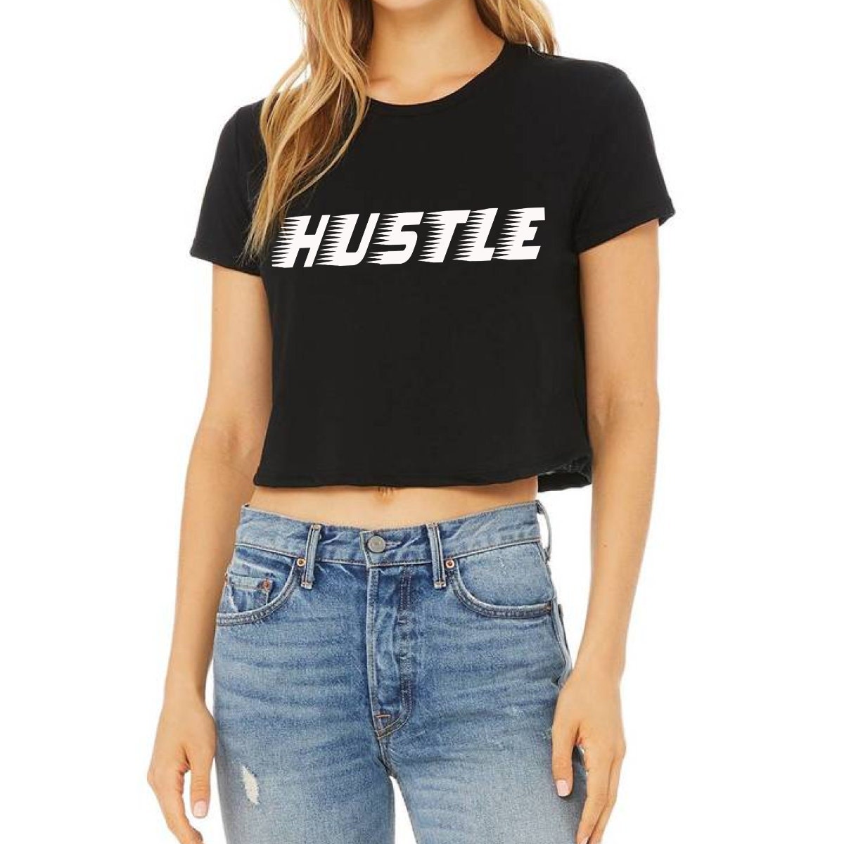 Hustle Girl Crop Top , Soft Cotton Cropped  Shirt/ Sticker gift