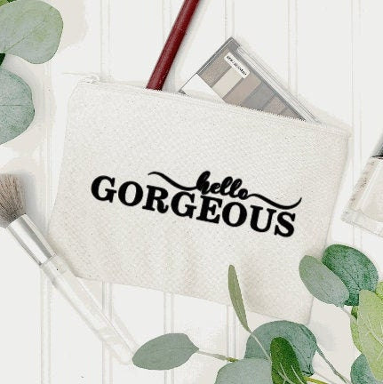 Large zipper canvas pouch, Bridesmaid cosmetic bag