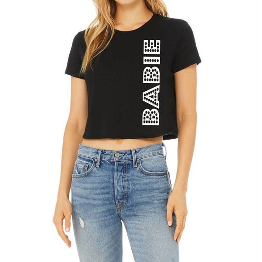 Babie,  Black  Crop Top , Soft Cotton Cropped Tee.