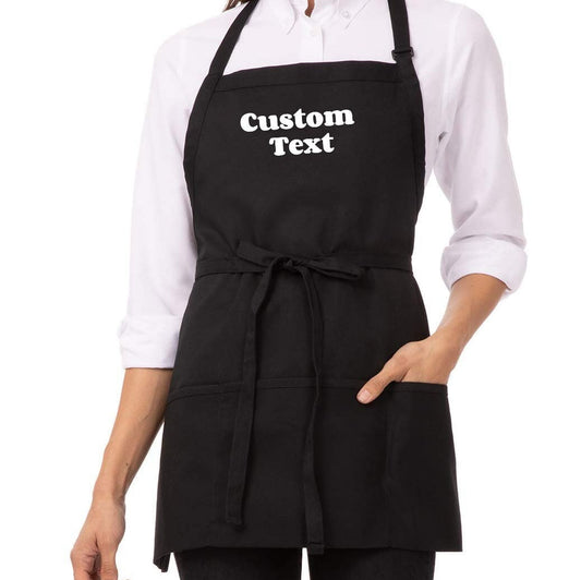 Chef Works Custom Black Apron, 3 pockets