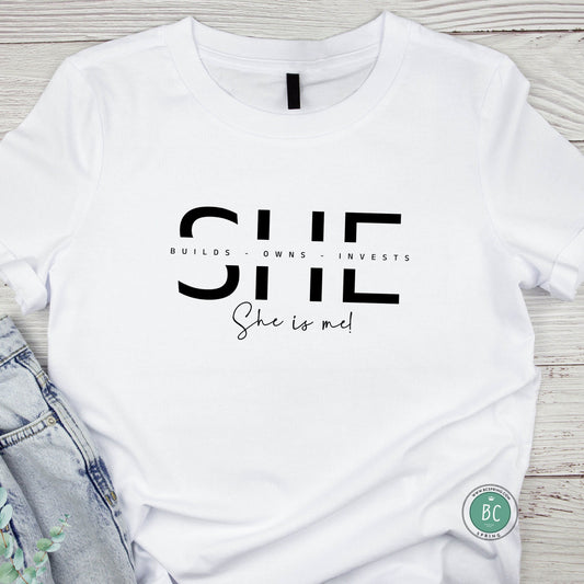 She builds owns business Tee, Women Personalized T-shirt, Mom shirt, Best Motivational gift for her.