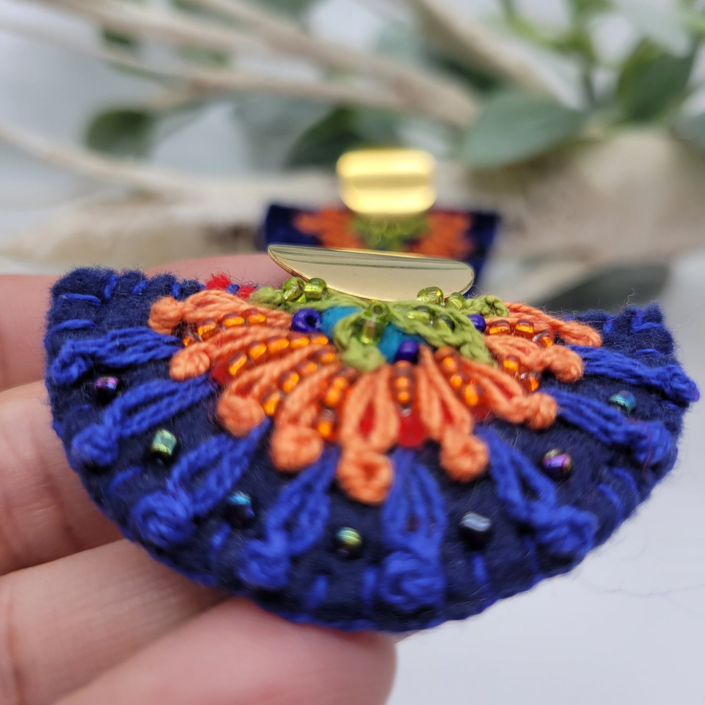 Hand Embroidered Earrings, Unique Women gift, Handmade Wearable Art Jewelry.